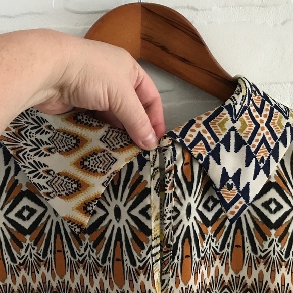 Mini Dress retro art deco print Swing Shift dress flowy Lightweight M - Picture 13 of 15